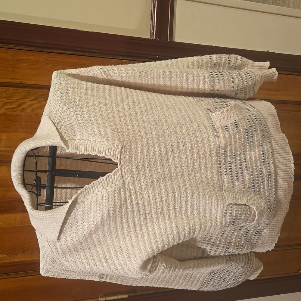 Democracy Cream V-Neck Sweater